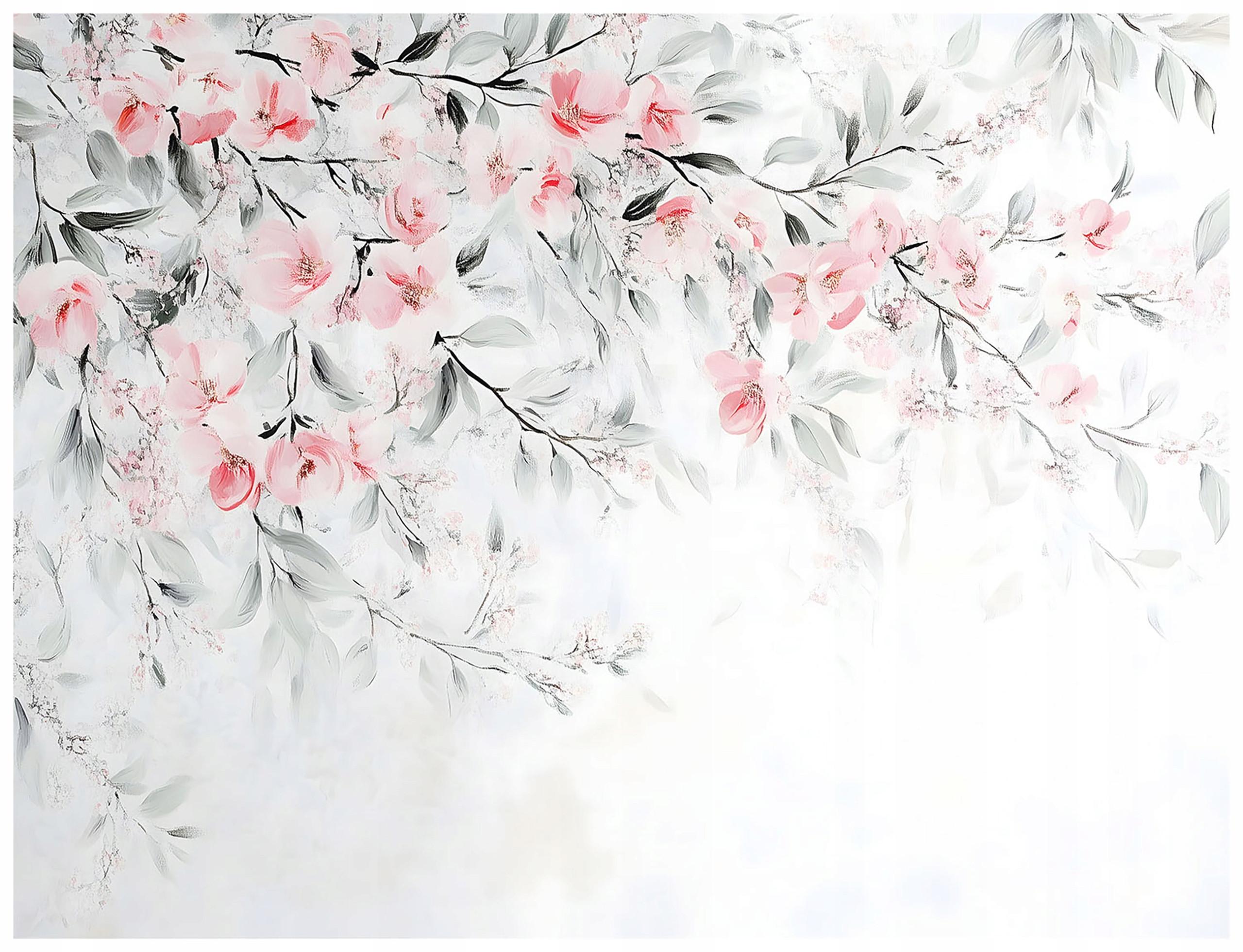 FOTOTAPETE Blumen Blätter Grün Schlafzimmer 300x210 - Multicolor, Papier (300/210cm) - Wallarena