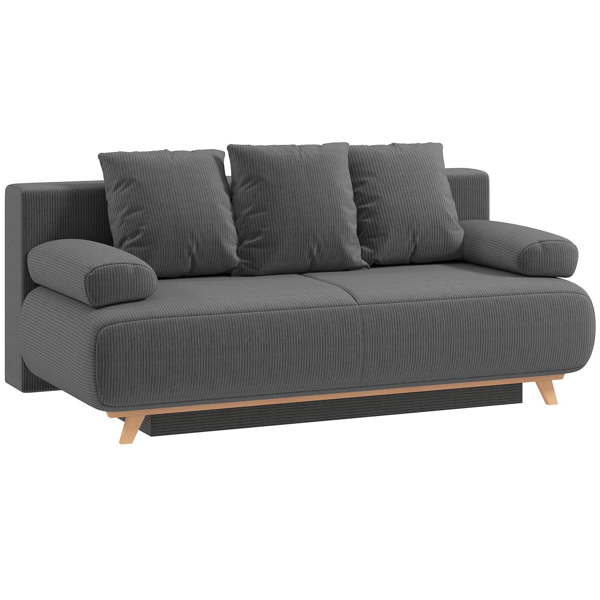 SCHLAFSOFA Cord Grau - Beige/Grau, Kunststoff/Textil (100/84/188cm) - HOMCOM