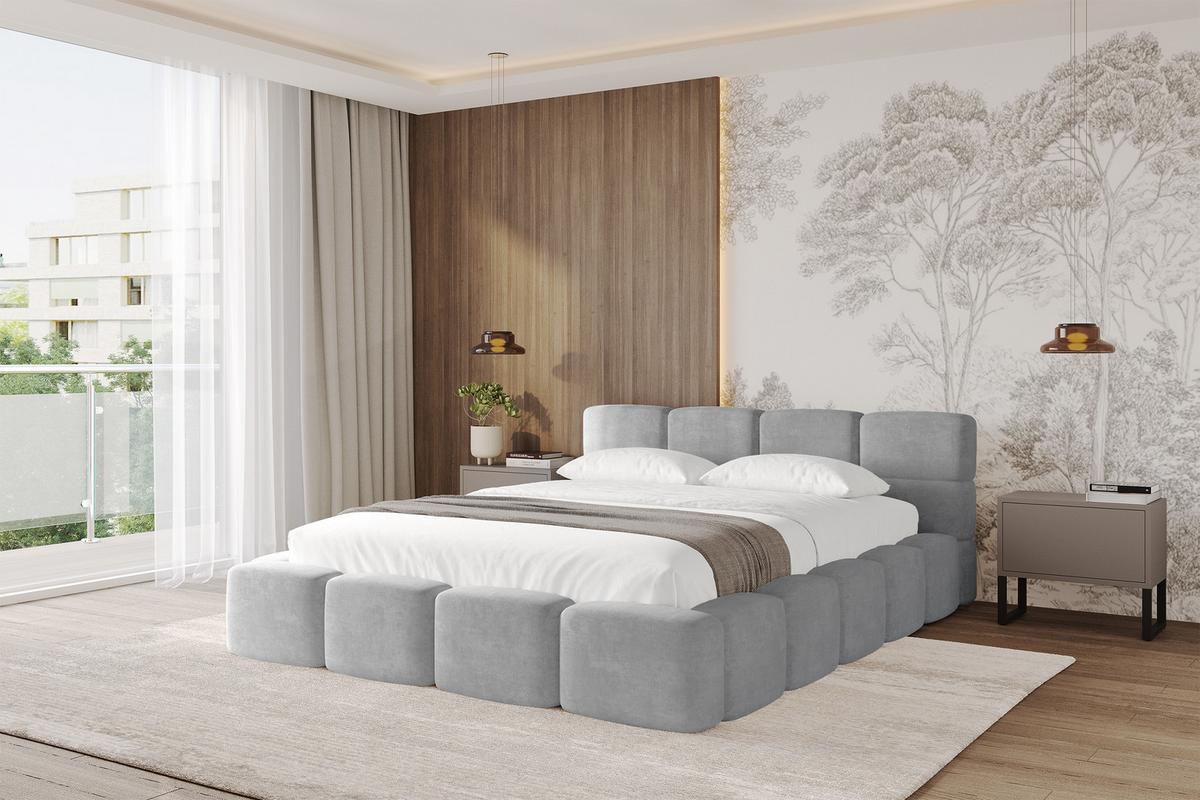 POLSTERBETT mit Bettkasten und Lattenrost, Bett mit Kopfteil, Boxbett ohne Matratze, Doppelbett mit Stauraum - NATA-v1 200x200 Grau - Anthrazit, Holzwerkstoff/Textil (200/200cm) - ALTDECOR