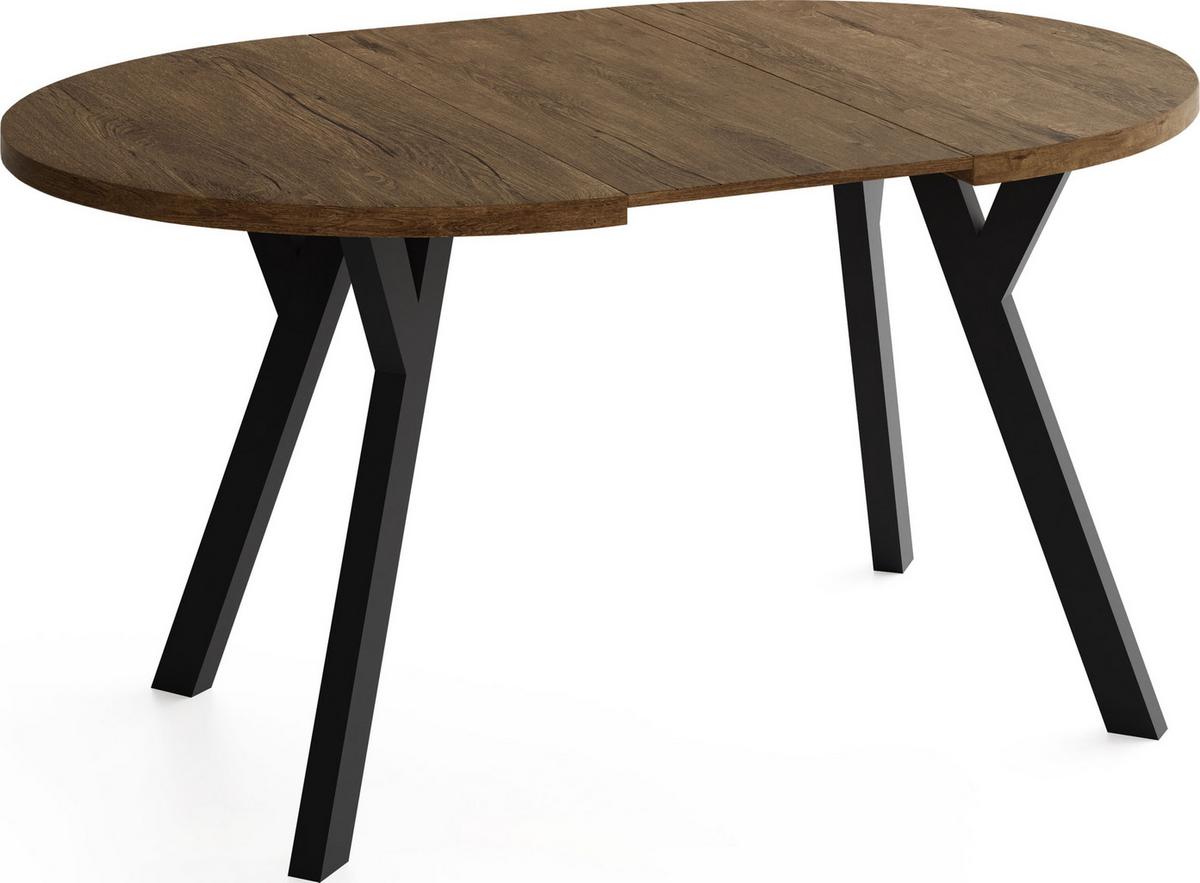 ESSTISCH Vero rund ausziehbar verlängerbar, Eiche Braun Rustikal 80-130/80/77 cm - Alteiche/Schwarz, Holz/Holzwerkstoff (80/130/77cm) - WFL GROUP