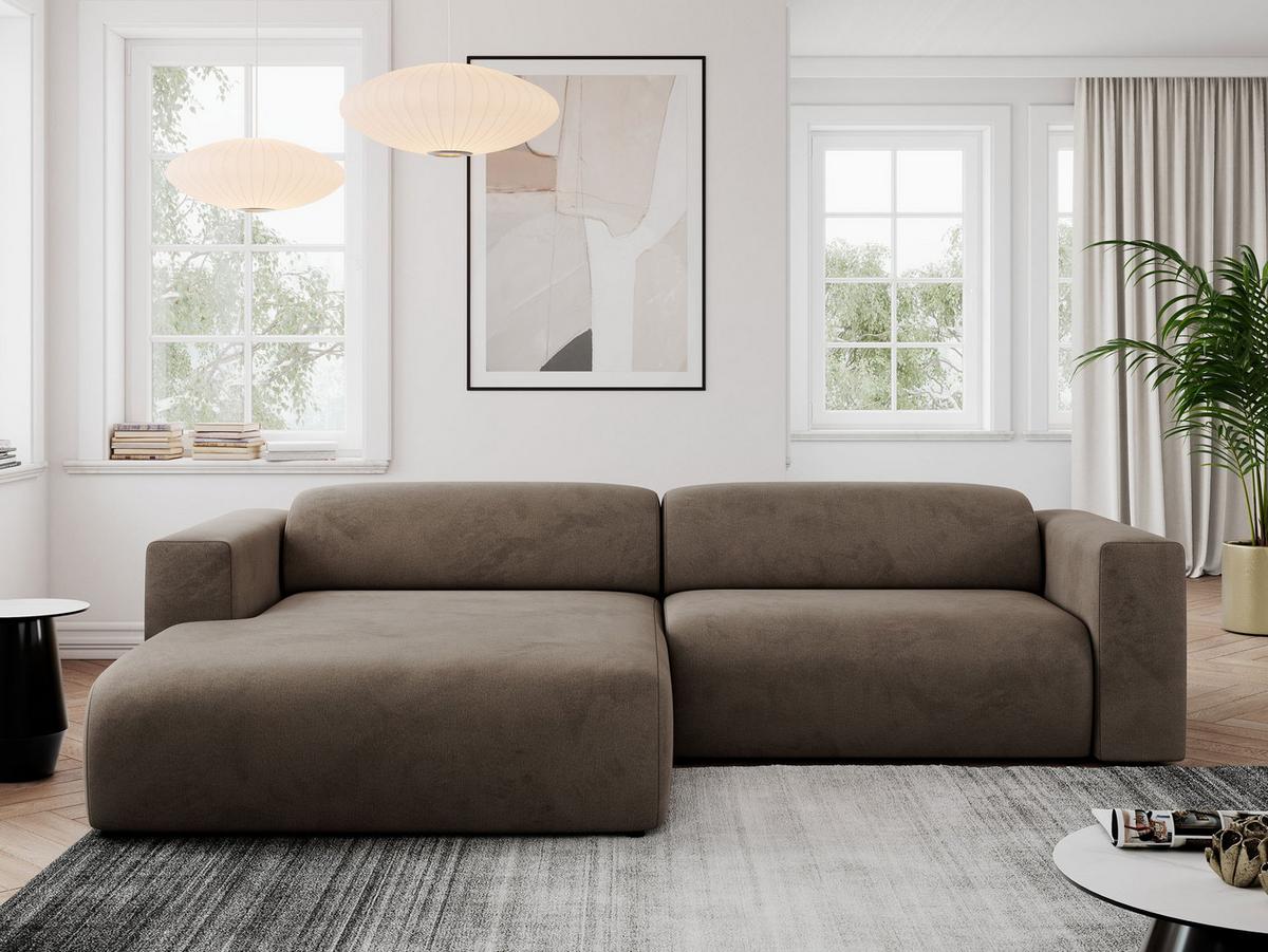 OFERTA WYCOFANA ECKSOFA PASADENA Braun Velvet Links Seite - Schwarz/Braun, Kunststoff/Textil (180/288cm) - MKS