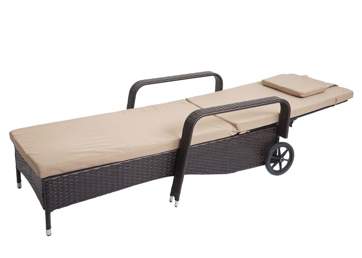 POLY-RATTAN SONNENLIEGE Braun, Beige - Beige/Braun, Kunststoff (71/108/197cm) - MCW