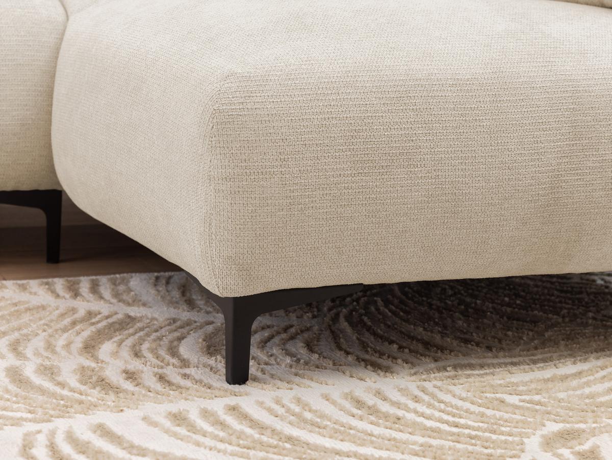 ECKSOFA Cardea in Bubble-Optik aus weichem Hellbeige Strukturstoff mit hohem Sitzkomfort - Ottomane rechts - Beige/Schwarz, Holz/Textil (230/170cm) - S-Style Möbel