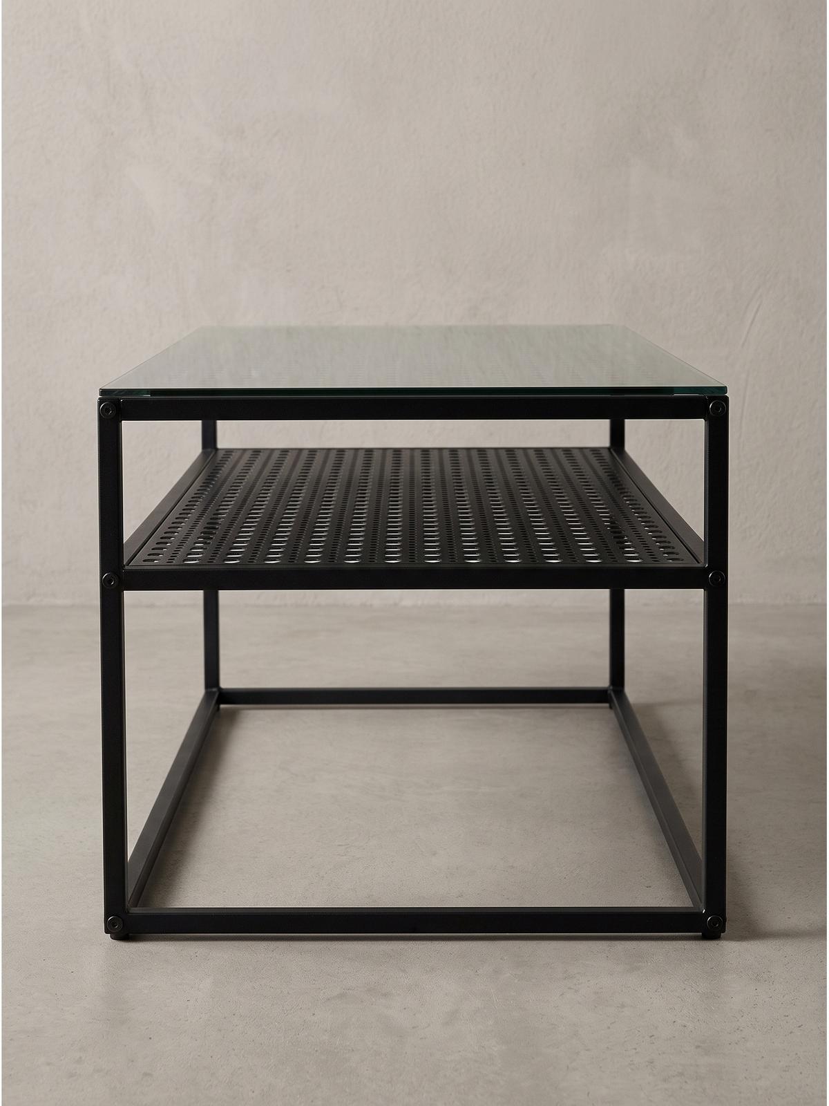 COUCHTISCH ALCUDIA, Einscheibensicherheitsglas, Schwarz, 100 x 50 x 45 cm - Schwarz, Glas/Metall (50/100/45cm) - KADIMA DESIGN