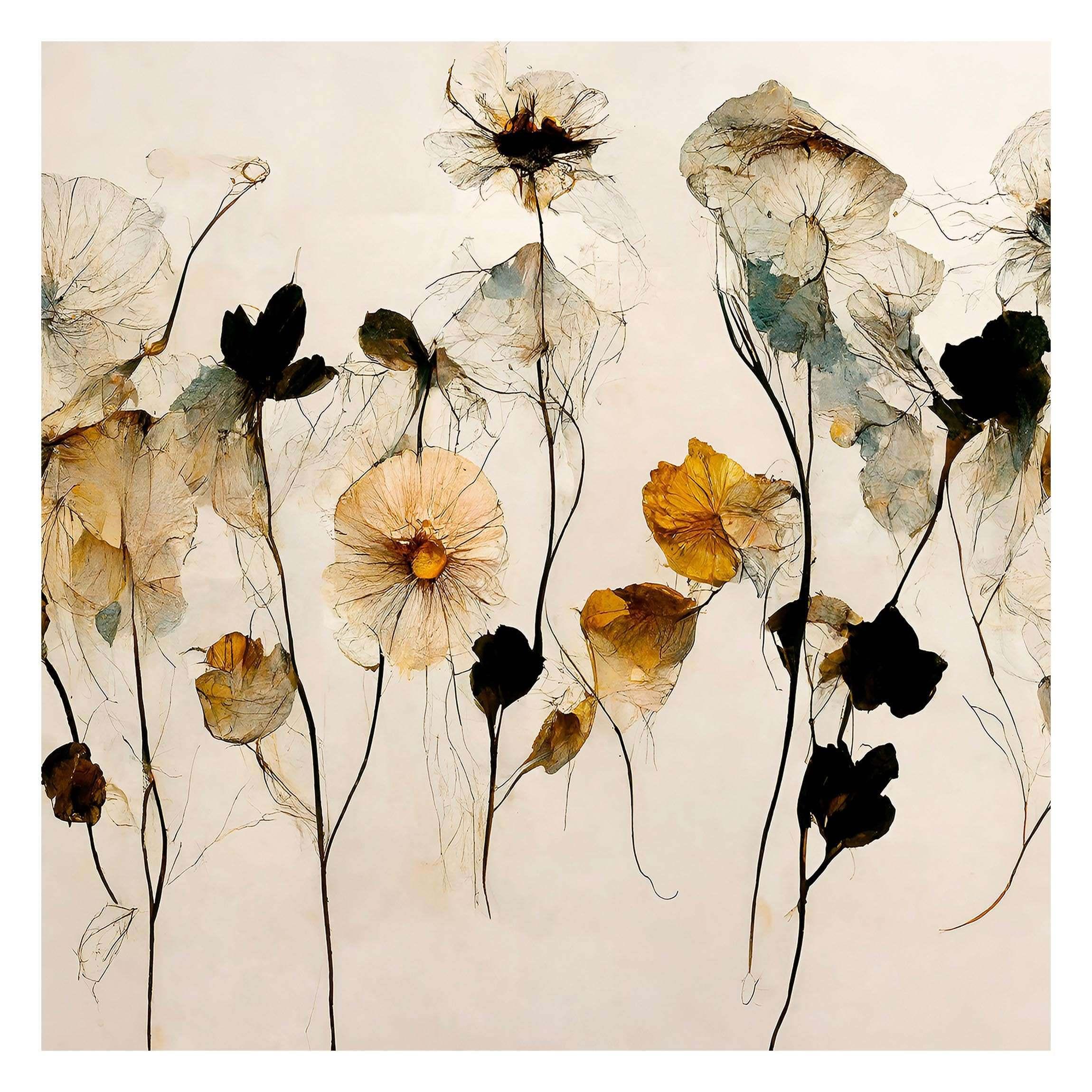 FOTOTAPETE Warme Blüten 192/192 cm - Eichefarben, Papier (192/192cm) - Bilderwelten