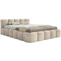 POLSTERBETT Cloudy Low Hellbeige Samt, Bettkasten & Lattenrost, 120x200 cm - Ecru/Schwarz, Kunststoff/Textil (120/200cm) - Selsey