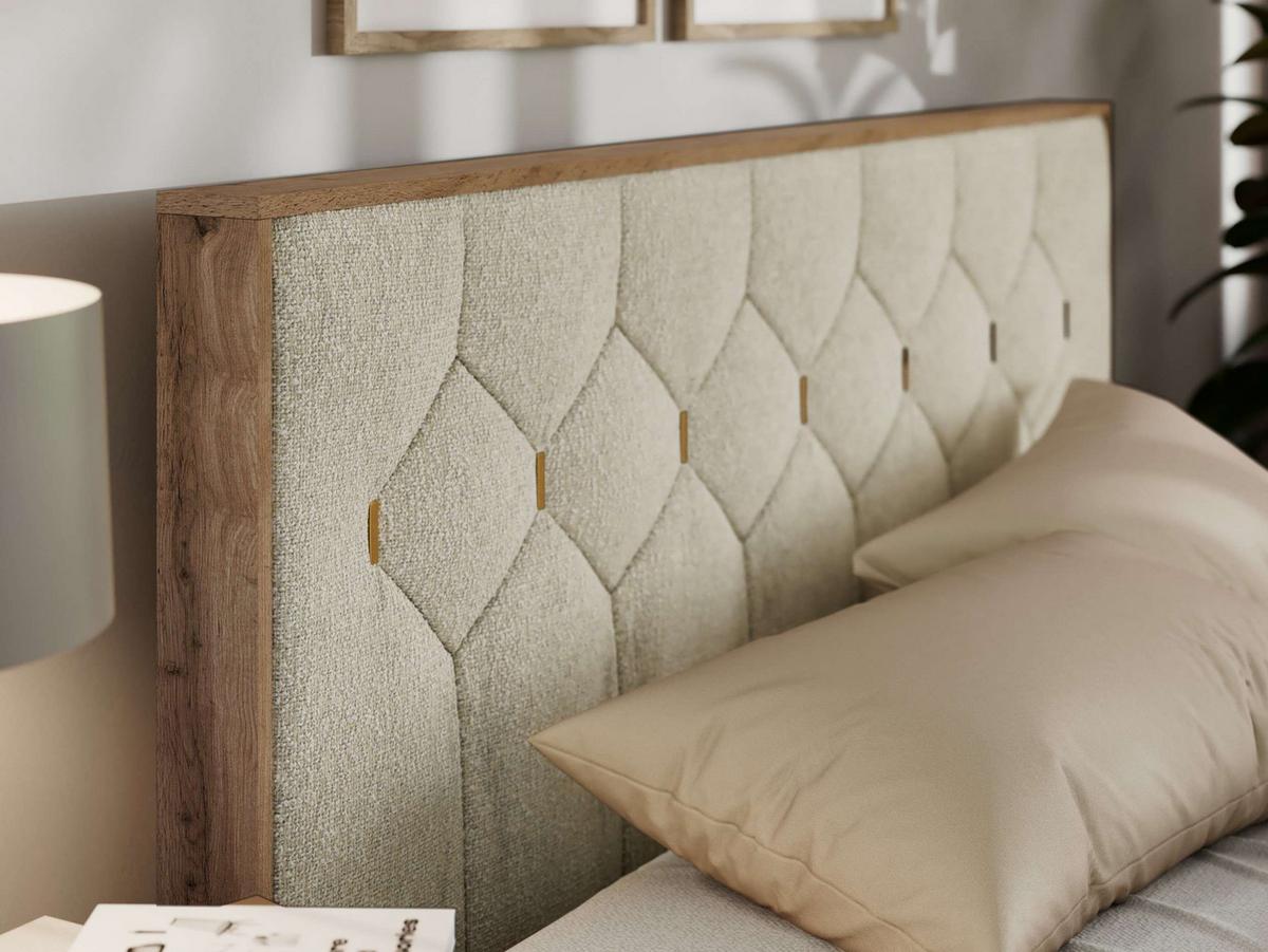 POLSTERBETT LARINO CLASSIC 160/200 - Creme Strukture - Multipocket-Matratze - Creme, Textil (160/200cm) - MKS