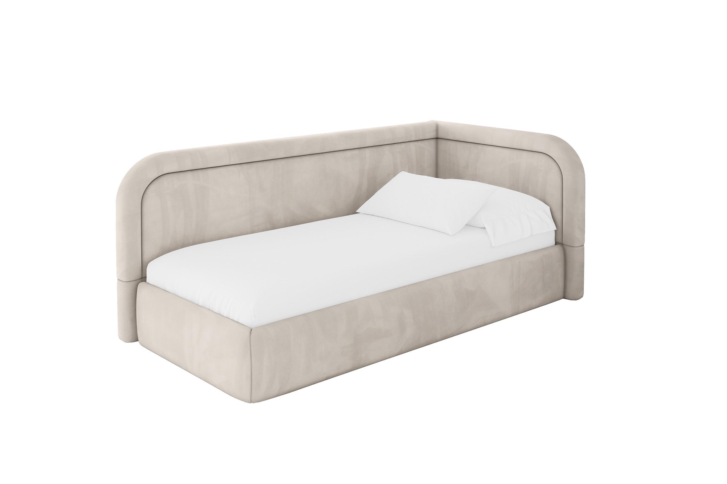 EINZELLBETT Jugendbett mit Bettkasten, Links - JOVY 100x200 Beige - Ecru, Holzwerkstoff/Textil (100/200cm) - ALTDECOR