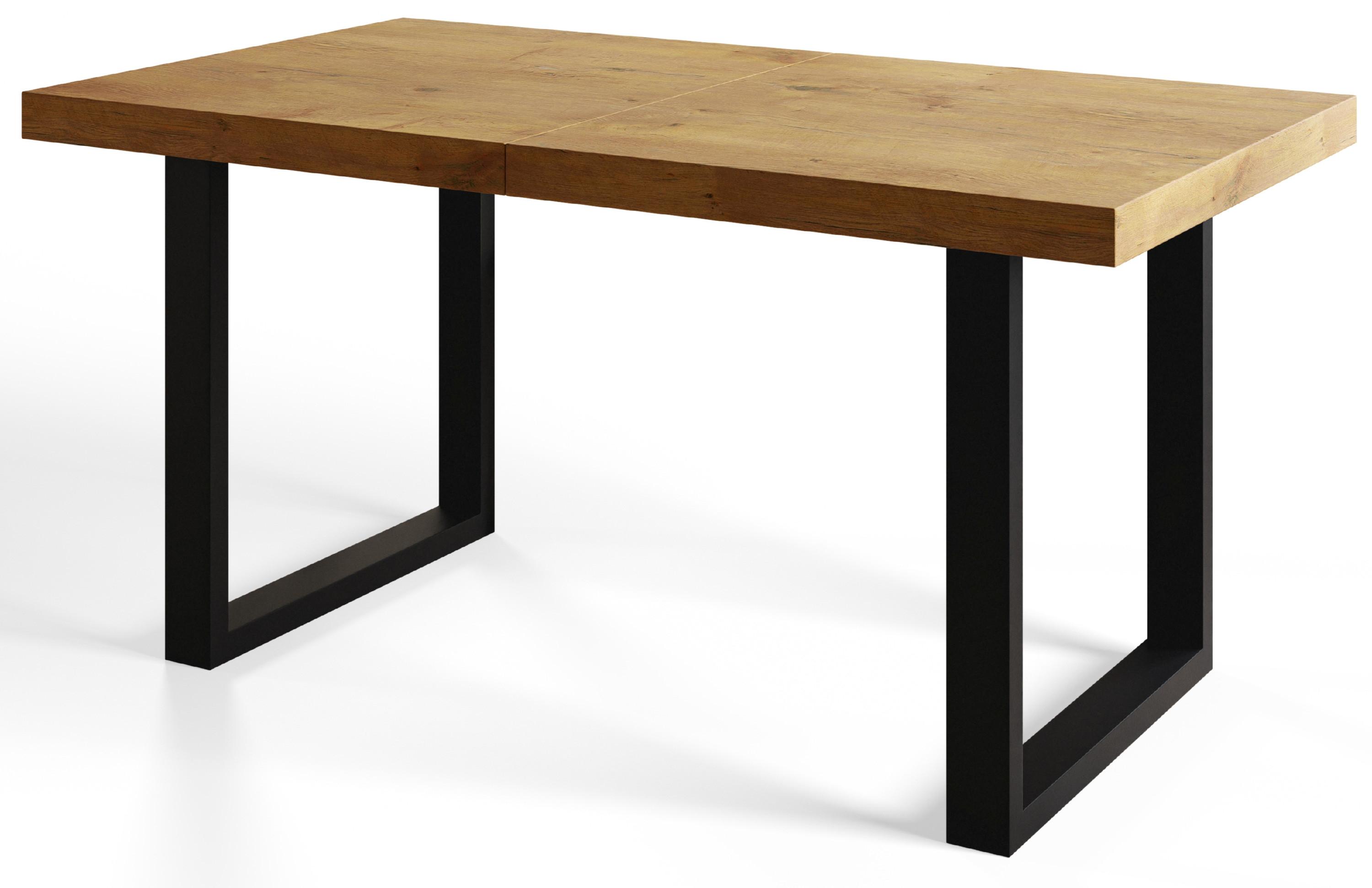 INDUSTRIELLER Esszimmertisch LOFT-U, ausziehbarer Tisch, Größe: 180-280X90X77 cm, Wohnzimmertisch Farbe: LANCELOT, mit Metallbeinen in Farbe Schwarz - Beige/Schwarz, Holzwerkstoff (180/90/77cm) - Alpi-Möbel