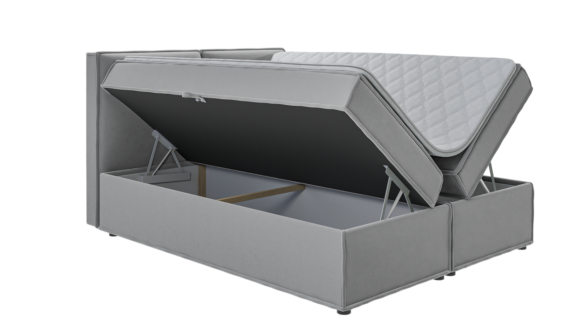 BOXBETT Eclipse 160/200 cm Grau Luxusmicrofaser - Schwarz/Grau, Holz/Kunststoff (160/200cm) - S-Style Möbel