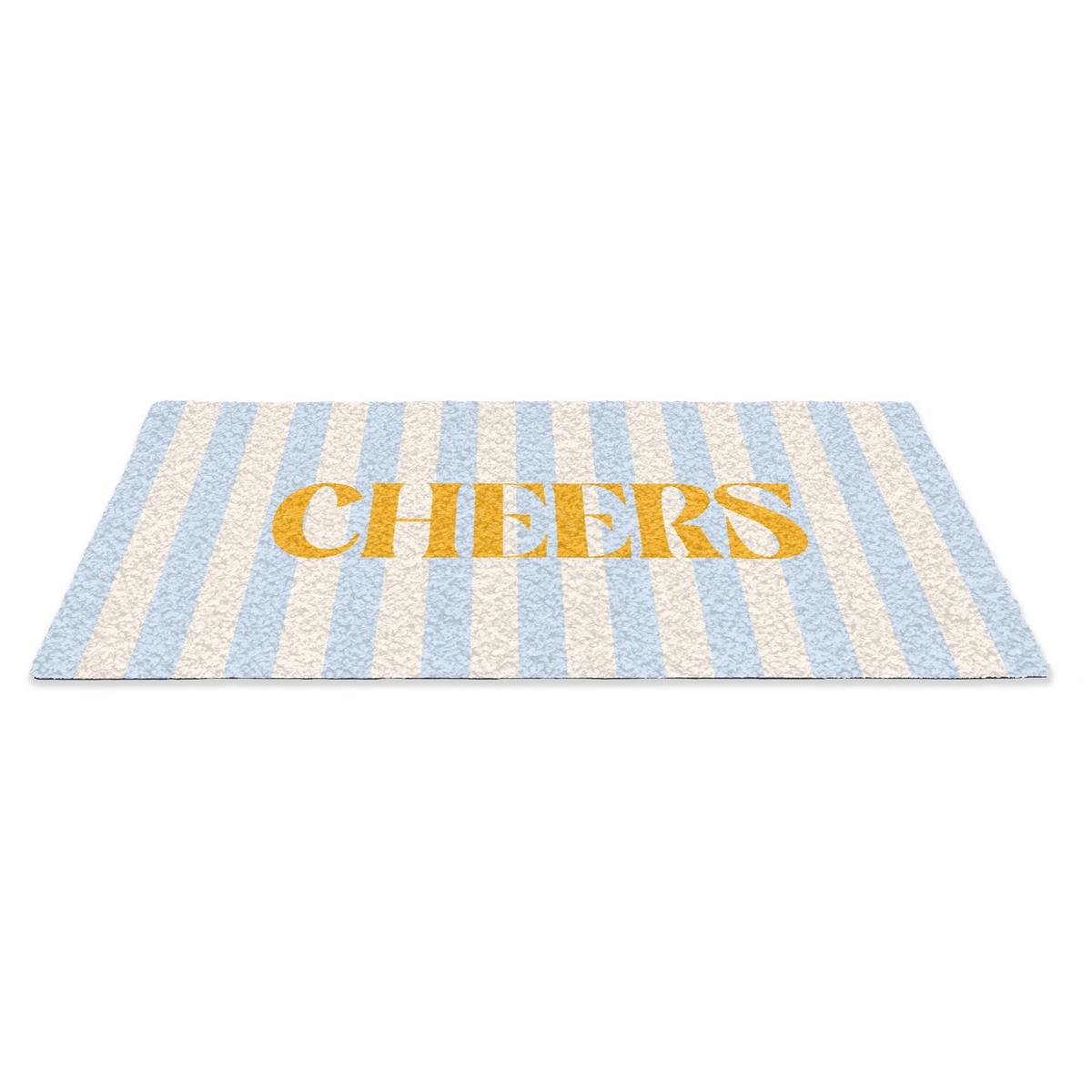FUSSMATTE Orange – Blau – Streifen – Cheers 60x40 cm - Hellblau, Kunststoff (60/0.4cm) - MuchoWow