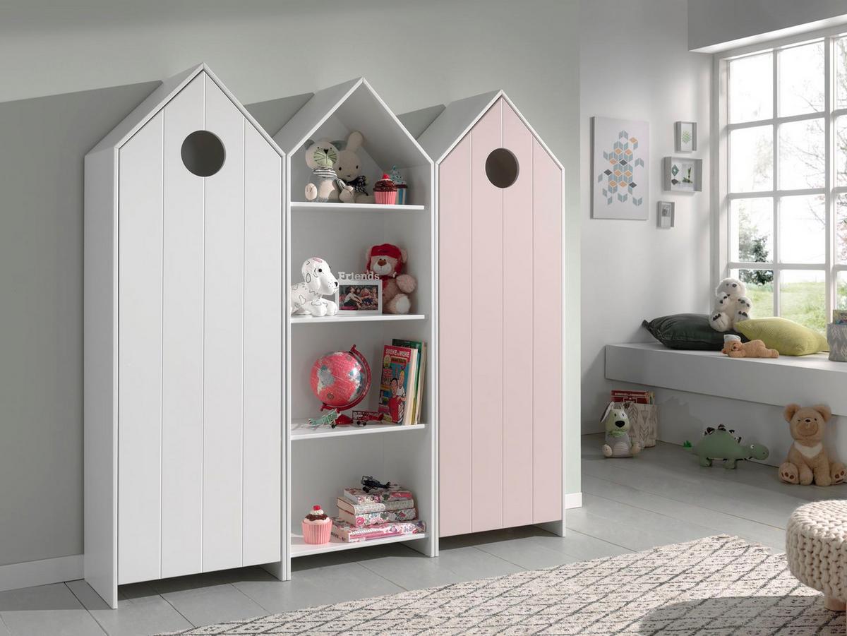 REGALSCHRANK Set Kania mit Standregal MDF+Holzwerkstoff Weiß + Rosa - Pink/Weiß, Holzwerkstoff (173/1/37cm) - 58aufmkessel