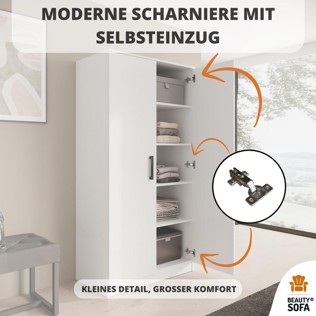 DREHTÜRENSCHRANK Trend, ohne Schubladen, Weiß - Schwarz/Weiß, Holzwerkstoff (90/180/50cm) - Beautysofa