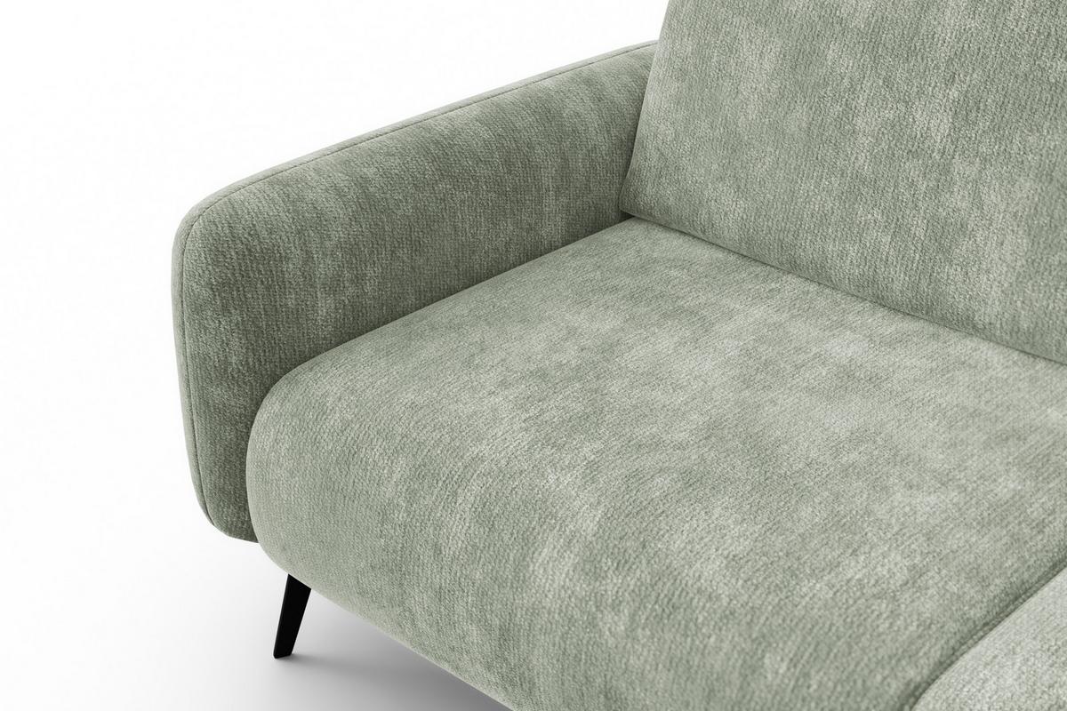 SOFA FEBE 3-Sitzer, hellgrüner Chenille-Stoff - Schwarz/Hellgrün, Holz/Textil (190/82/96cm) - Wozimo