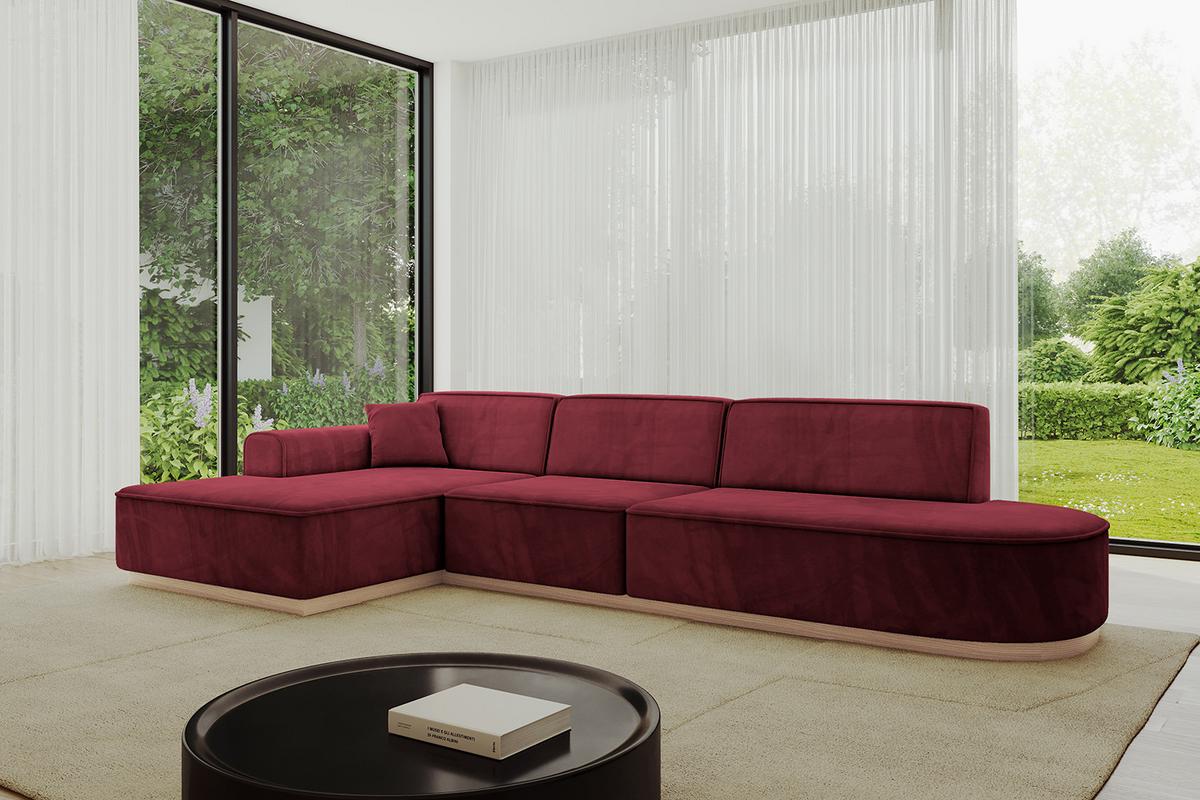 ECKSOFA Ottomane Links IREA-L2 - 327x165x80 cm Bordeauxrot - Bordeaux, Holzwerkstoff/Textil (327/165cm) - ALTDECOR