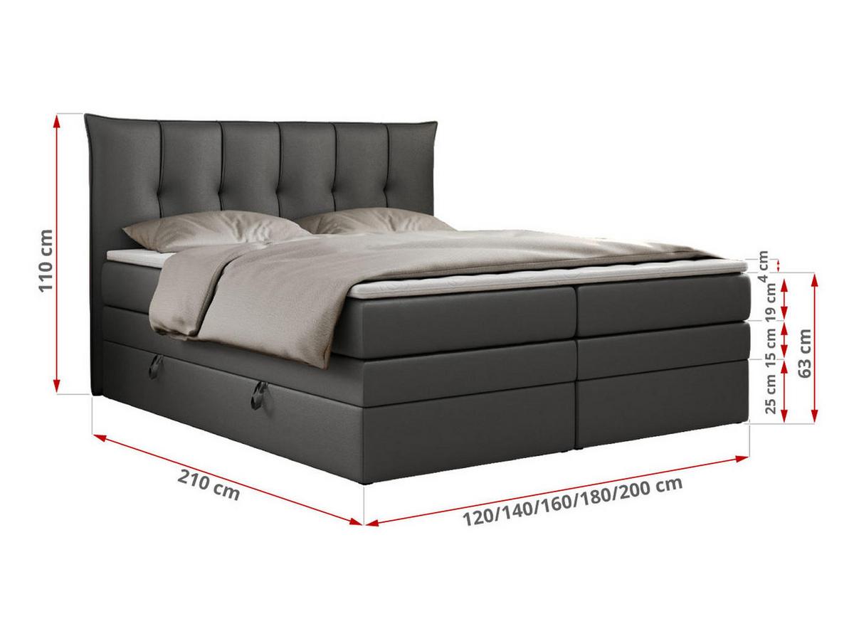 BOXSPRINGBETT PREMIUM 10 KING 200/200 Dunkelgrau Kunstleder - H3 - Dunkelgrau, Holz/Textil (200/200cm) - MKS