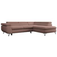 ECKSOFA PEDRO L Rosa Boucle - Rechts Seite - Schwarz/Rosa, Textil/Metall (273/208cm) - MKS