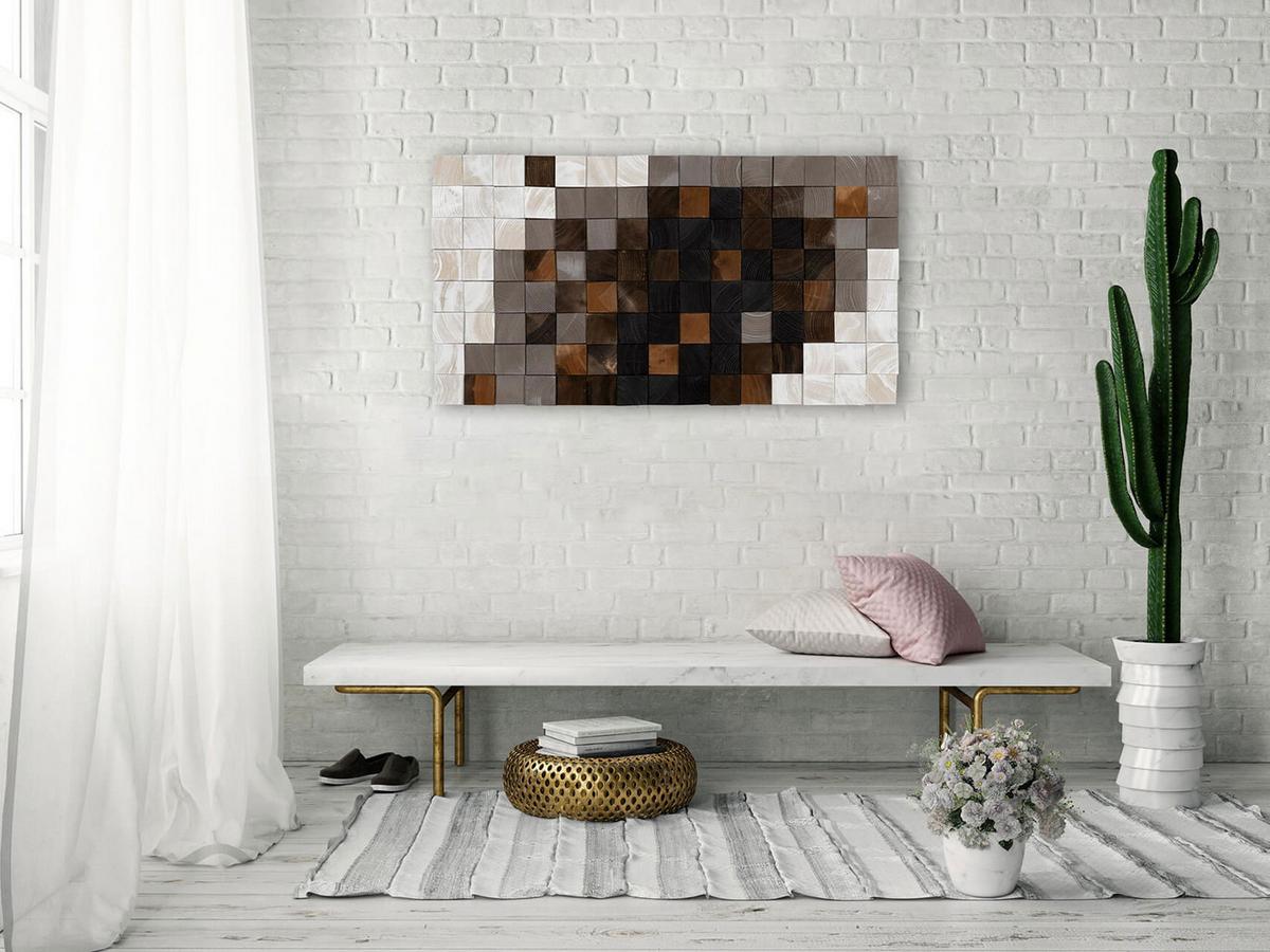 HOLZBILD Grau 98/55 cm - Weiß/Grau, Holz (6.5/55cm) - KUNSTLOFT