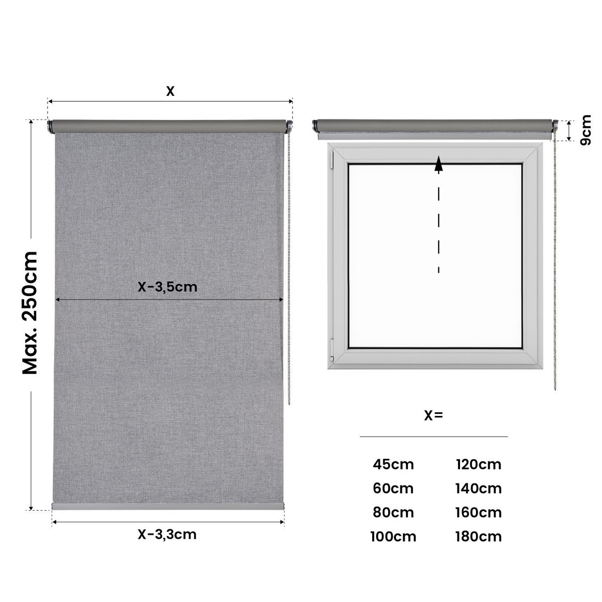 VERDUNKELUNGSROLLO Grau 180x250 cm - Grau, Kunststoff (180/250cm) - STORESDECO