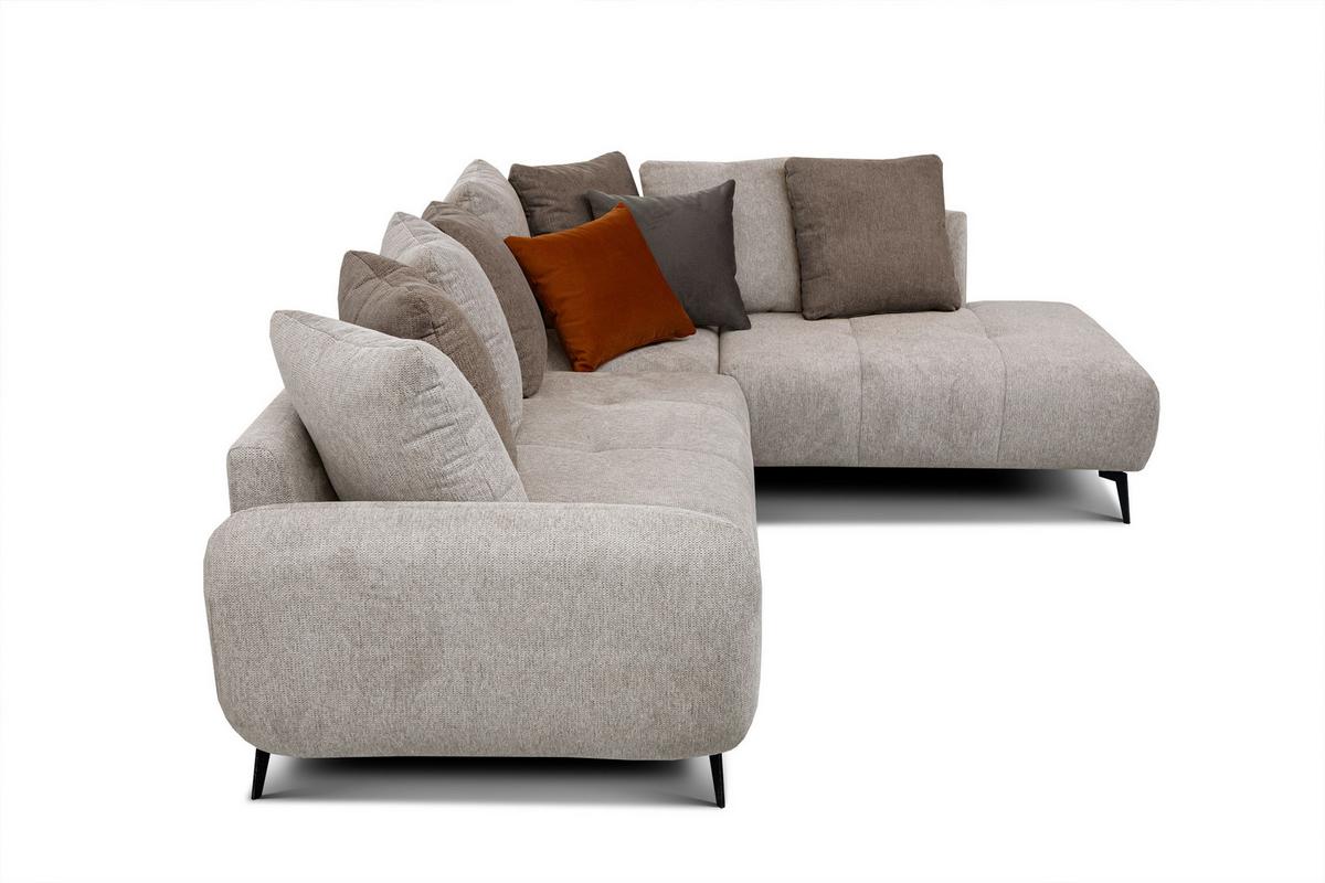 ECKSOFA EVENTO 5-Sitzer, beige - Beige/Schwarz, Holzwerkstoff/Textil (266/206cm) - Wozimo