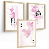 POSTER 3er Kunstdruck-Set Wandbilder Teen Style modern Wohnzimmer Deko, Schlafzimmer, Küche, Badezimmer Rahmenlos A4 - Beige, Papier (29.7/1/21cm) - Nacnic