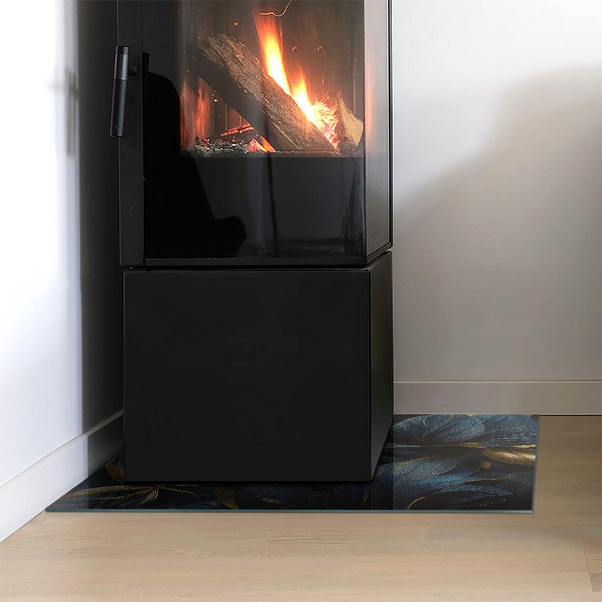 GLASPLATTE für Kamin 60x40 cm - Dunkelblau, Glas (60/40/0.4cm) - TULUP