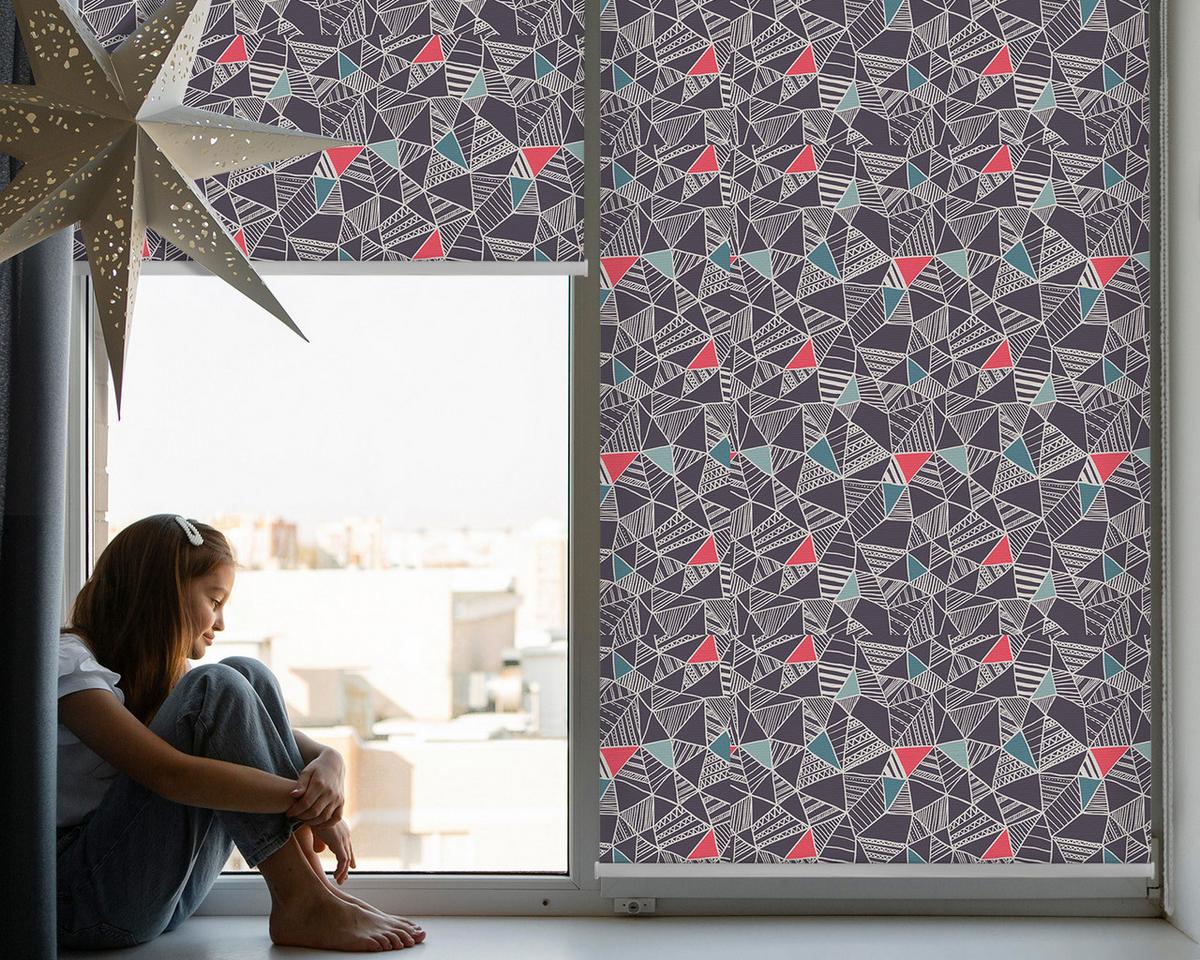 INNENROLLO - Fensterrollo - Rollo - 140x140 cm - Muster - Blau, Kunststoff (140/140/0.5cm) - TULUP