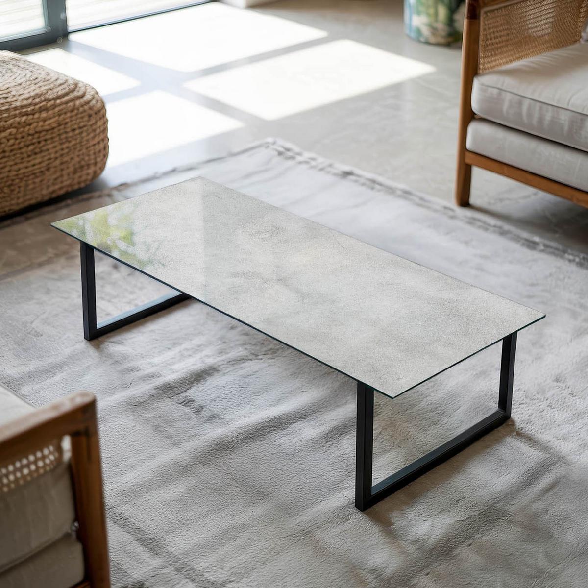 TISCHPLATTE 125x50 cm Betonstruktur mit Kratzern - Hellgrau, Glas (0.4/125/50cm) - TULUP
