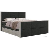 BOXSPRINGBETT DELNOR KING DUO 200/200 - Dunkelgrau Stukture - Topper Visco - H3 - Dunkelgrau/Schwarz, Kunststoff/Textil (200/200cm) - MKS