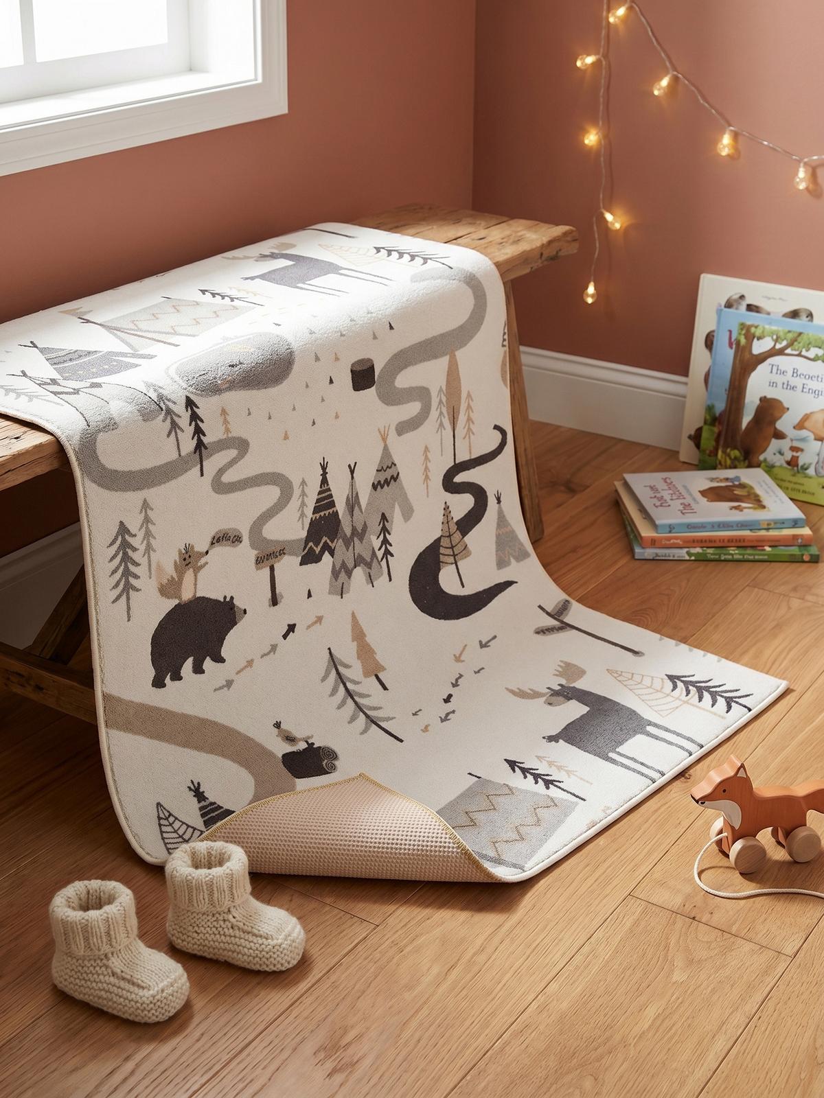 SPIELTEPPICH Waschbar TINO in Creme, mit Waldtier-Motiv, 200 x 290 cm - Beige, Textil (290/200cm) - KADIMA DESIGN