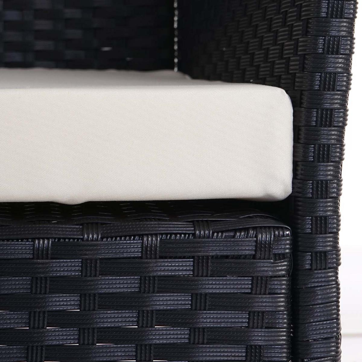 POLY-RATTAN GARTENBANK Anthrazit, Cremeweiß - Anthrazit/Weiß, Kunststoff (106/83/60cm) - MCW