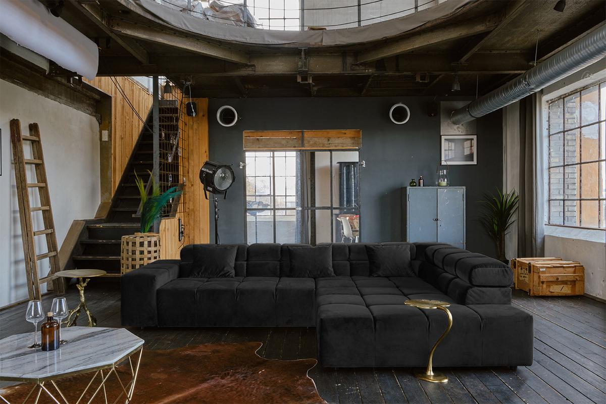 ECKSOFA MIT MOTORISCHEM SITZVORZUG NEVADA Schwarz Velvet Relaxfunktion - Schwarz, Textil (319/215cm) - KAWOLA