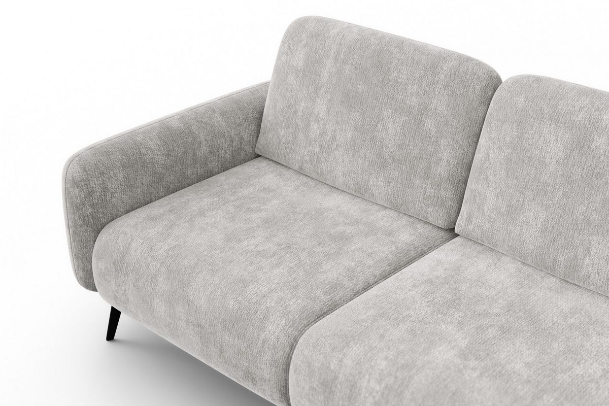 ECKSOFA FEBE 4-Sitzer RECHTS, hellgrauer Chenille-Stoff - Hellgrau/Schwarz, Holz/Textil (264/157cm) - Wozimo