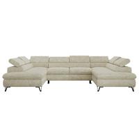 WOHNLANDSCHAFT PABLO U Schenille grob gewebt Creme - Creme/Schwarz, Textil/Metall (346/76/208cm) - MKS