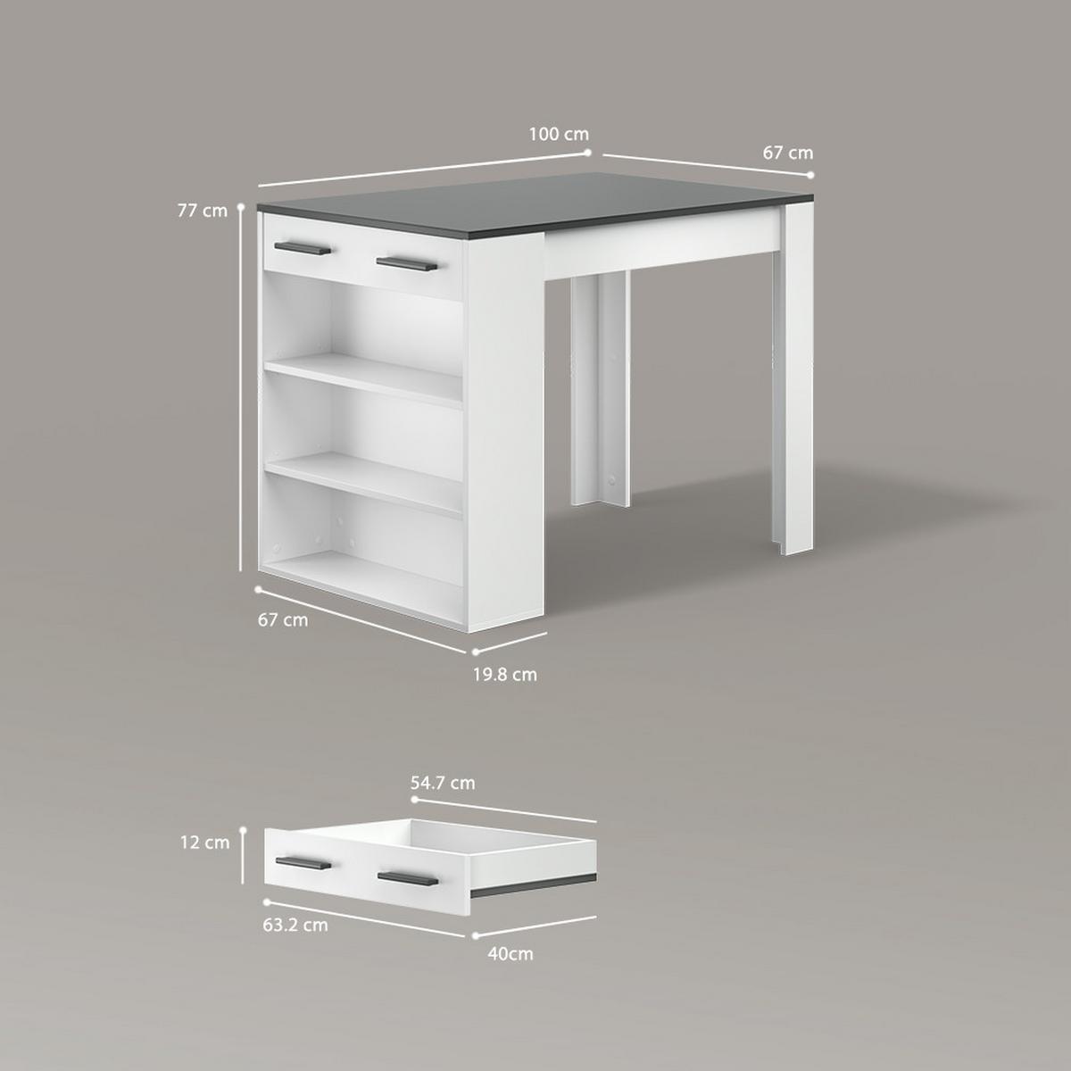 ESSTISCH Regusa Anthrazit/Weiß 67 x 100 cm - Anthrazit/Weiß, Holzwerkstoff (100/67/77.5cm) - Livinity®