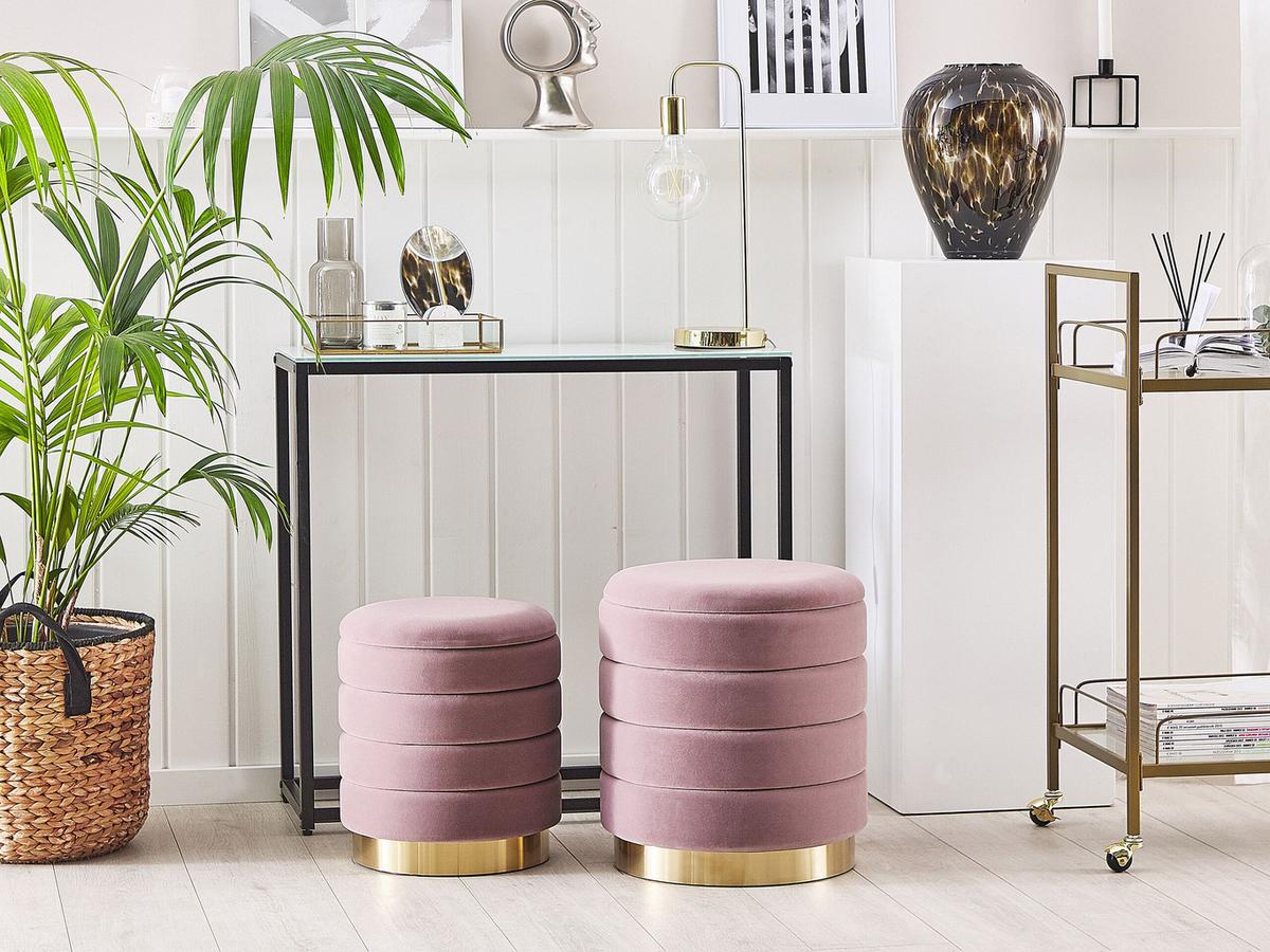 POUF Garland 40-33/40-33/44-38 cm - Pink, Textil (40/38/40cm) - Beliani