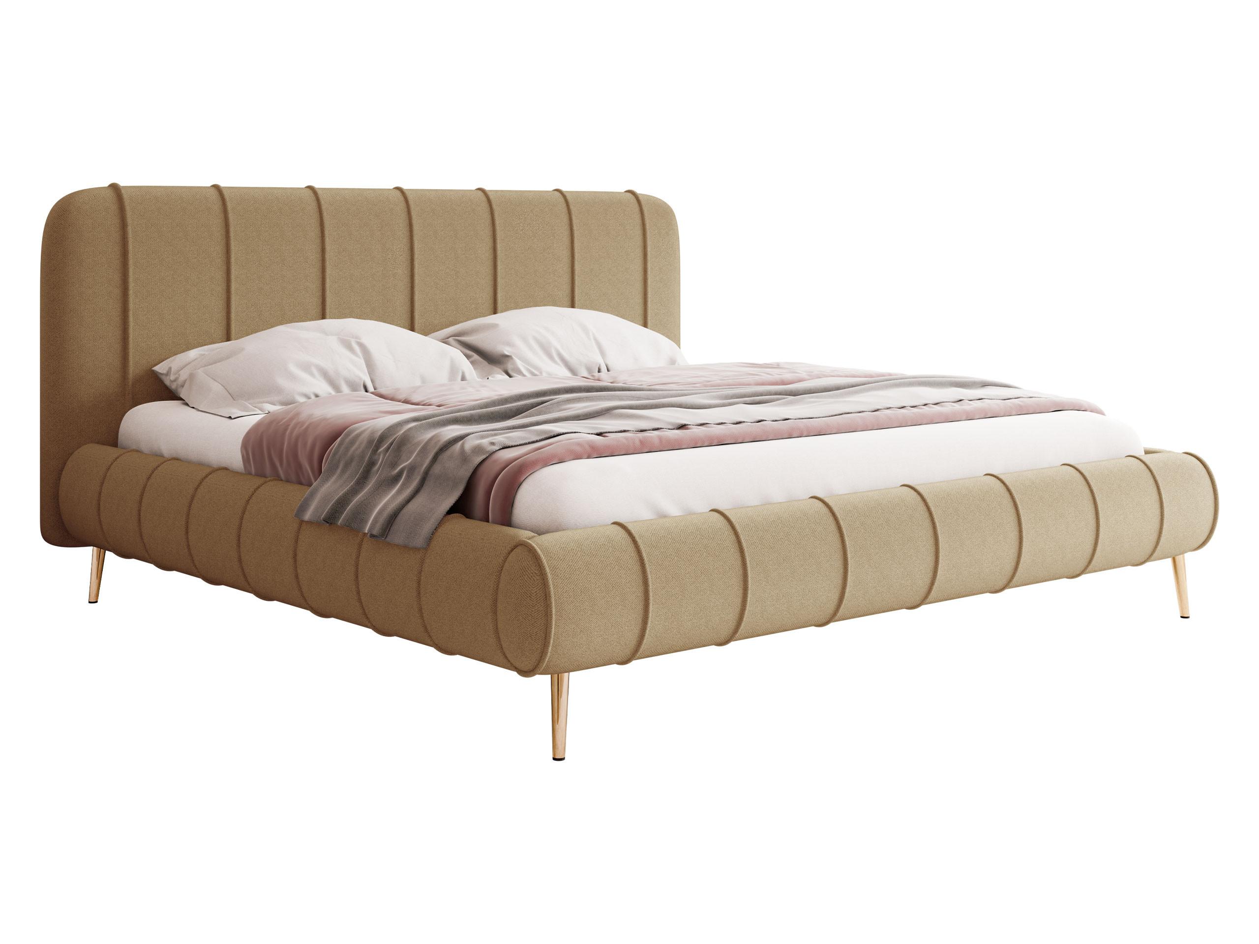 POLSTERBETT Slim XI mit Füße - Beige/Goldfarben, Holz/Holzwerkstoff (120/200cm) - MIRJAN24