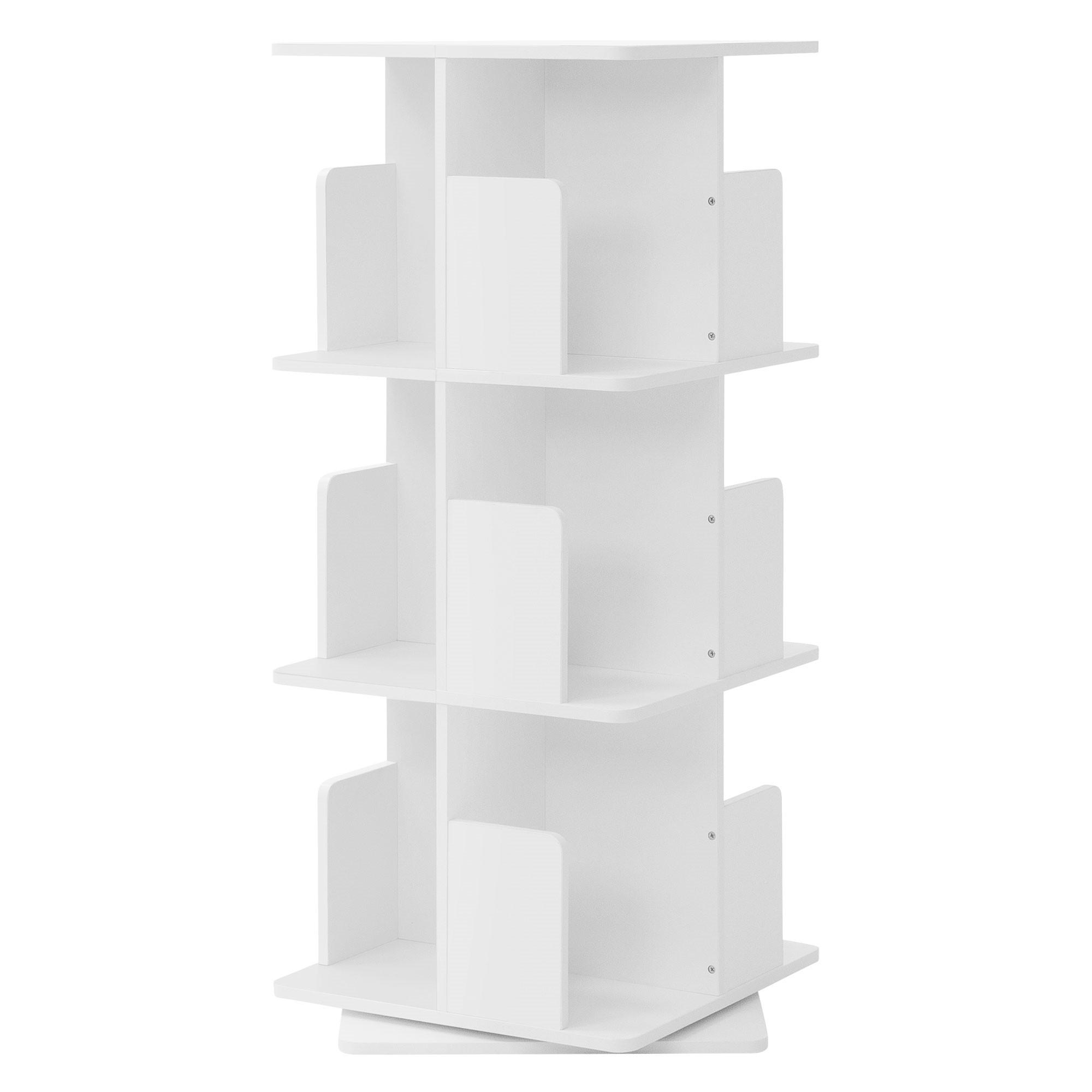 BÜCHERREGAL Kinder mit 3 Ebenen Weiß 40x94x40 cm Drehbar 360 Grad - Weiß, Holzwerkstoff (40/94/40cm) - ML-DESIGN