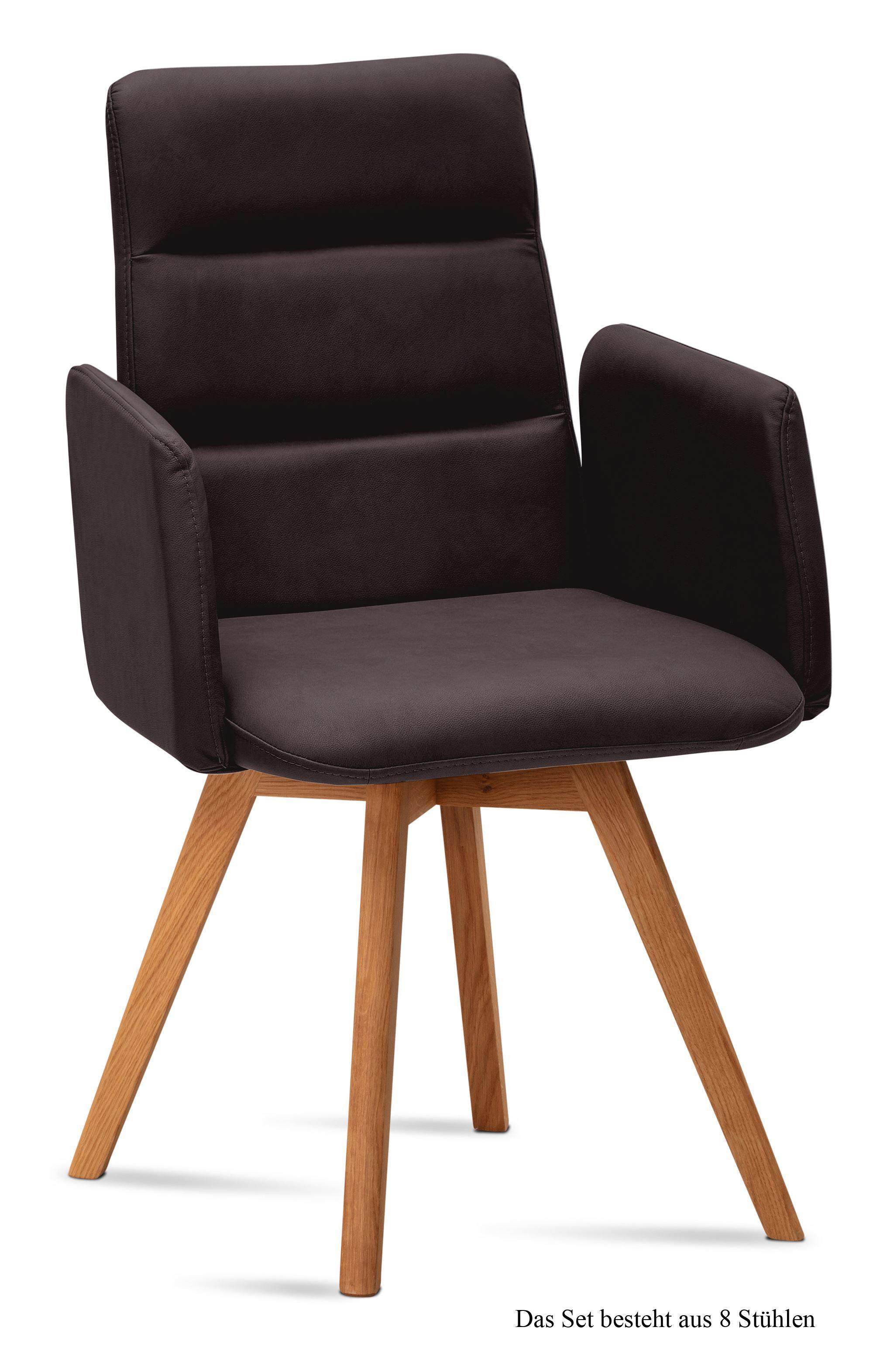 ARMLEHNSTUHL (8er-Set) Dobka 52x92x60 Eiche geölt/Espresso - Eichefarben/Dunkelbraun, Kunststoff (60/92/52cm) - 58aufmkessel