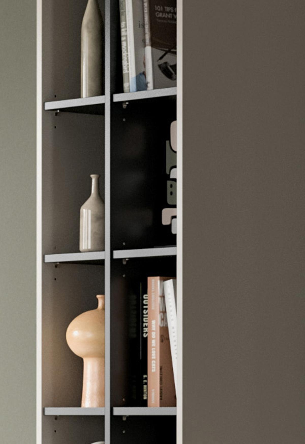 WOHNWAND kaschmir, schwarz 3-teilig 305 cm, Komplettset mit Soft-Close-Funktion - Kaschmir/Schwarz, Holzwerkstoff/Kunststoff (305/192/41cm) - Inn.Furn