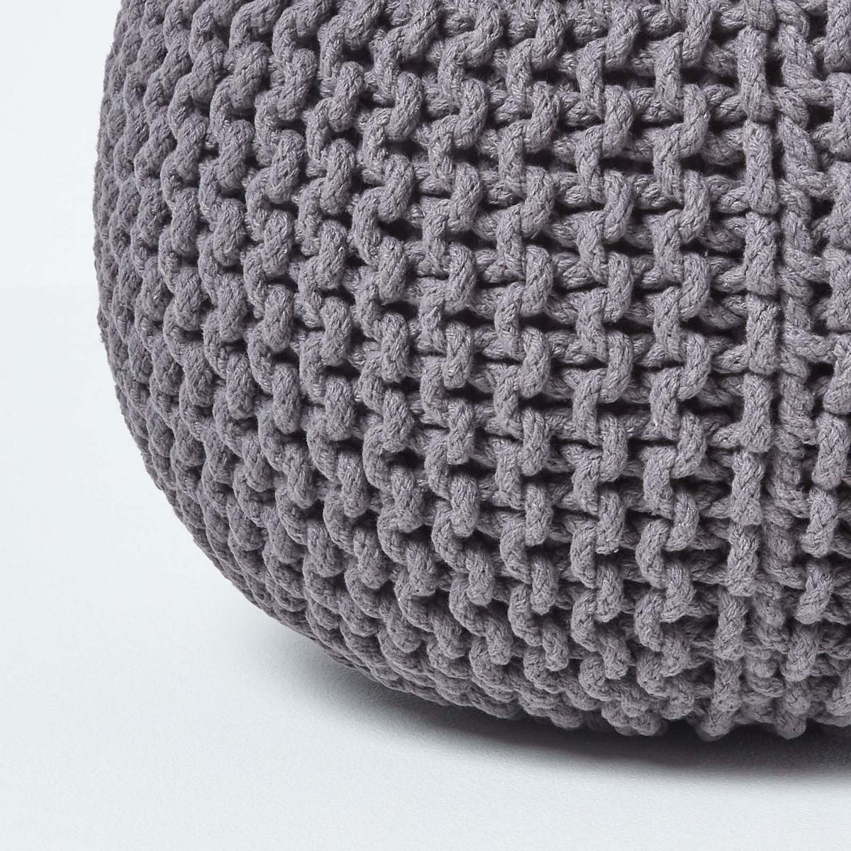 STRICK-POUF grau, 40/40/35 cm - Grau, Textil (40/35/40cm) - Homescapes