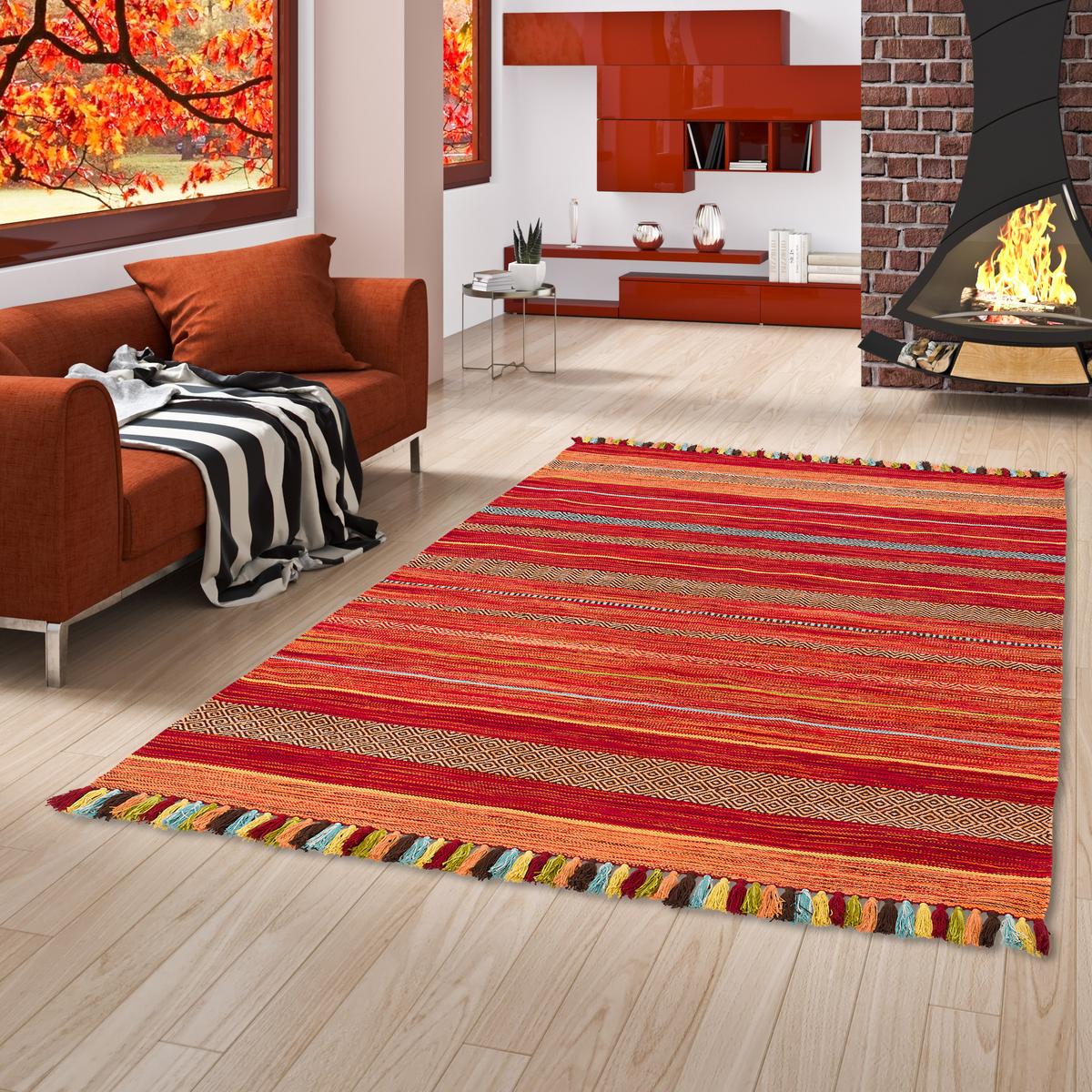 NATUR TEPPICH KELIM KALLEEN - Rot, Textil (140/200cm) - Pergamon