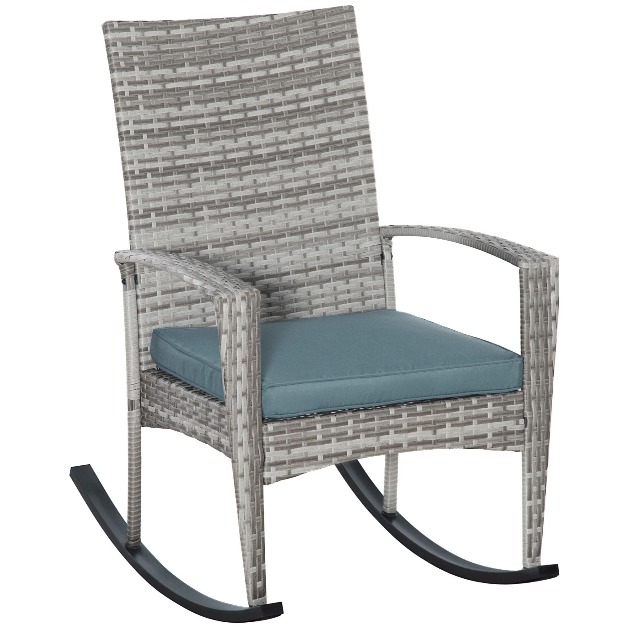 SCHAUKELSTUHL mit Kissen, Polyrattan+Metall, Grau, 66 x 88 x 98 cm - Grau, Kunststoff (88/98/66cm) - Outsunny
