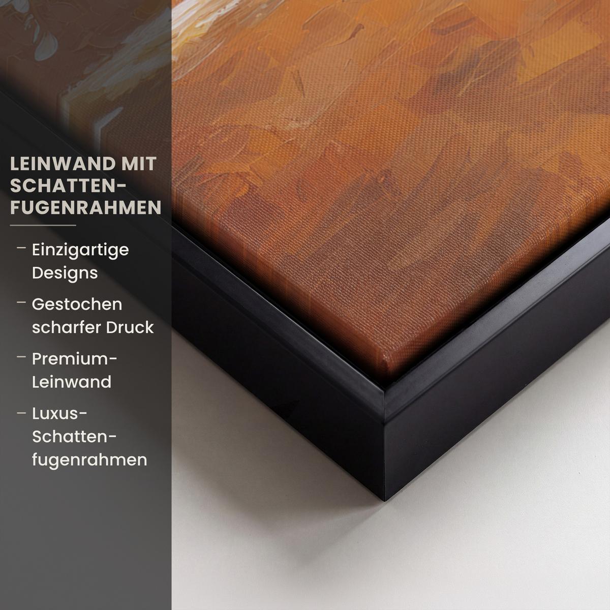 LEINWAND Bilder mit Rahmen - Abstrakt - Baum - Weiß - Blätter - 70x100 - Braun, Textil (70/100cm) - MuchoWow