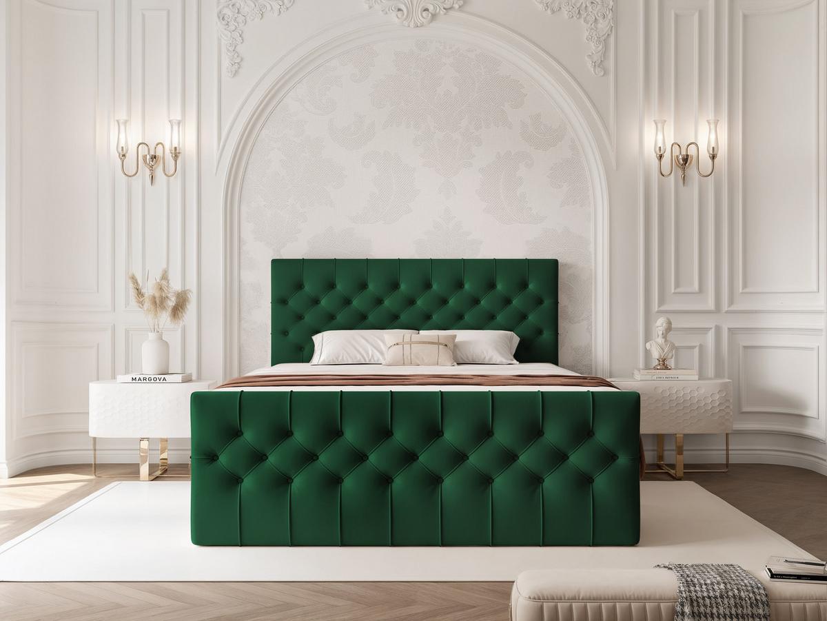 BOXBETT JOLIE 180x200 cm mit Matratze, Grün - Grün, Textil (180/200cm) - Idohome
