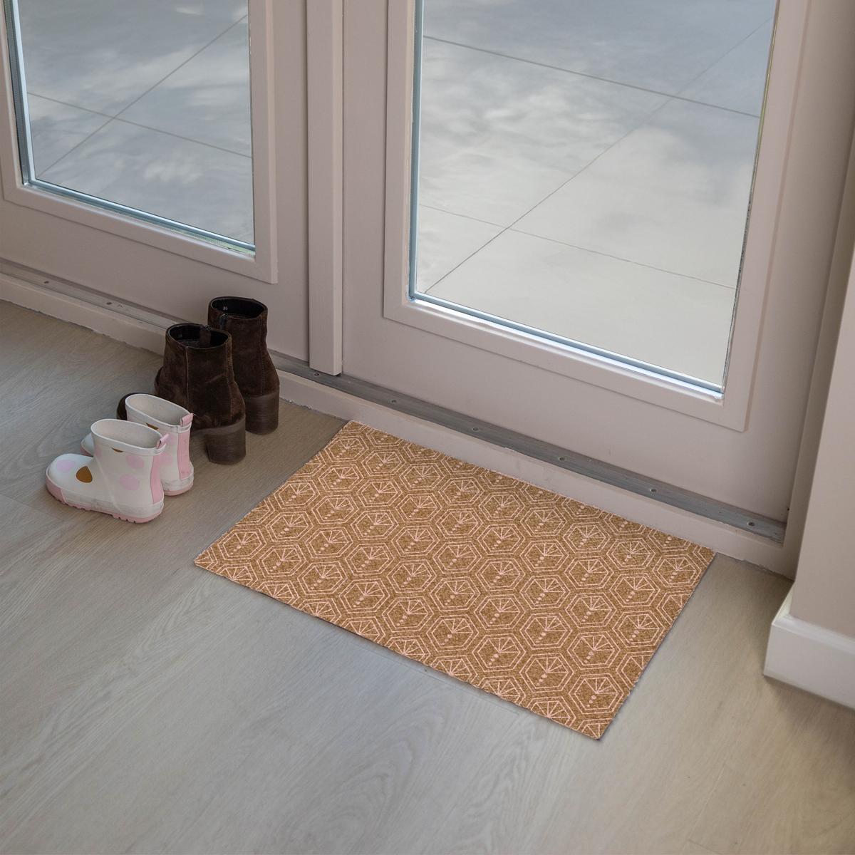 FUSSMATTE Braun - Rosa - Geometrisch - Gemustert Türmatte 60x40 cm - Braun, Kunststoff (60/0.4cm) - MuchoWow