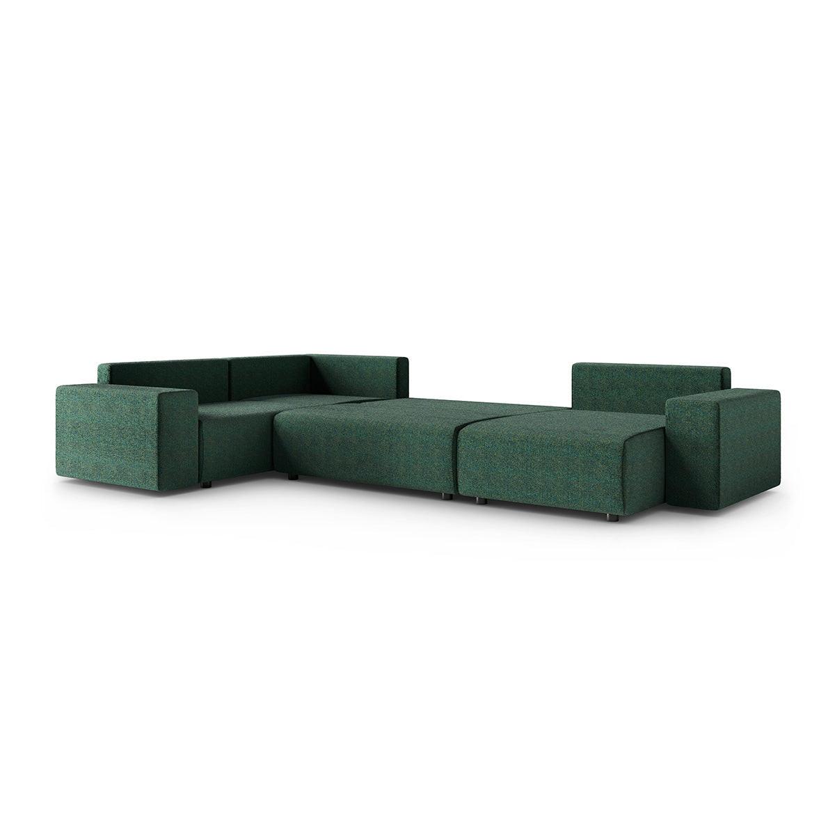 PANORAMASOFA Lorenzo 5 Sitzplätze Grün - Grün, Holz (378/85/236cm) - Petits-meubles