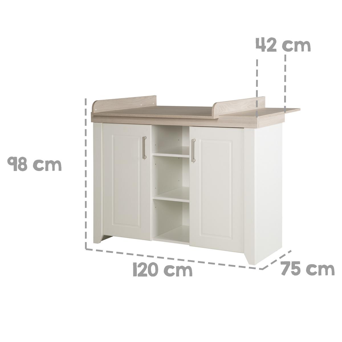 WICKELKOMMODE Felicia - Weiß, Holzwerkstoff/Metall (120/98/75cm) - Roba