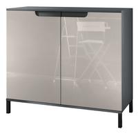 KOMMODE Sylt Sandgrau Hochglanz - Sandfarben, Holzwerkstoff (92.5/83.5/35cm) - Vladon