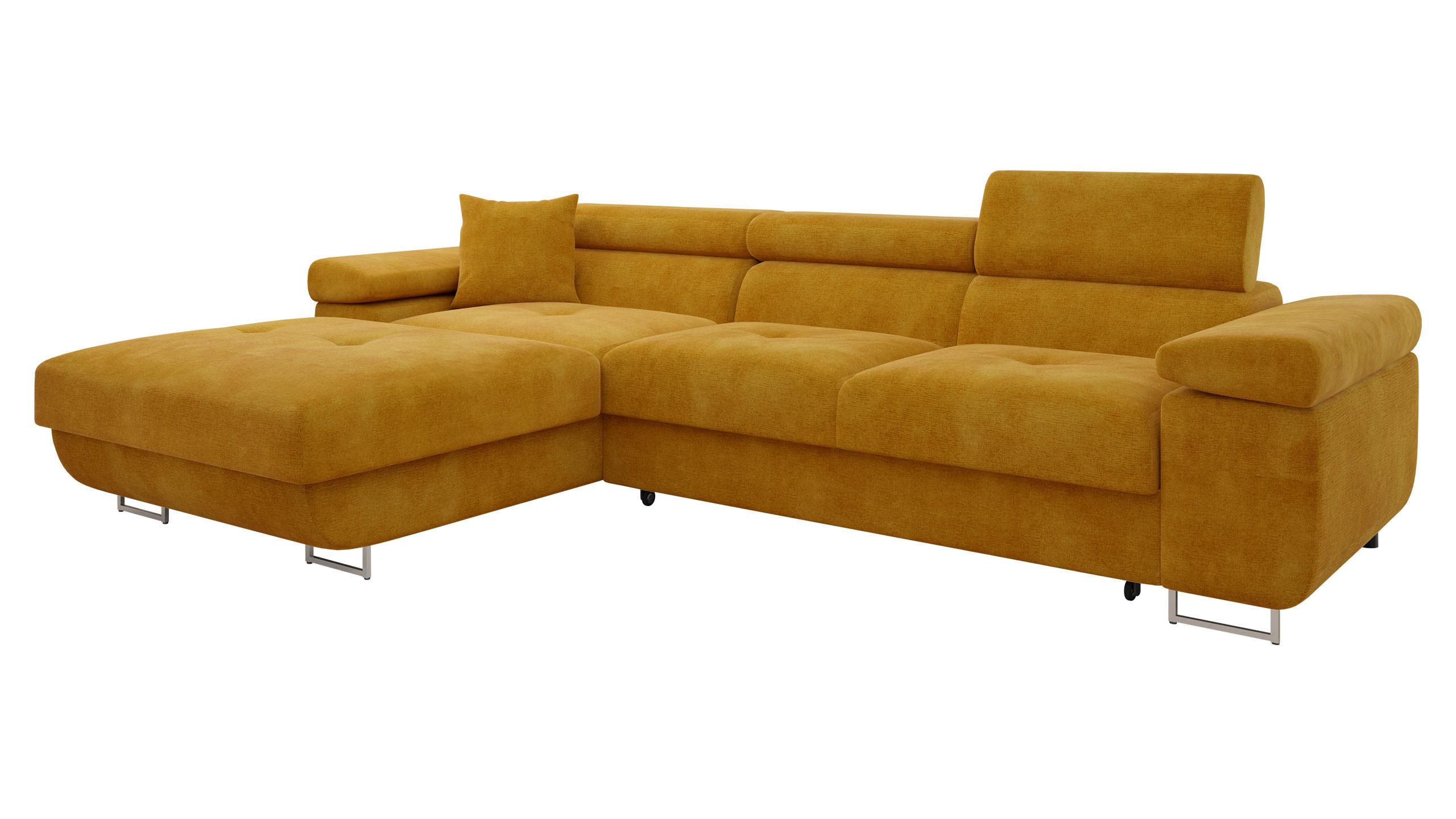 ECKSOFA Torezio Mini, Seite: Links - Currygelb, Holz/Textil (280/170cm) - MIRJAN24